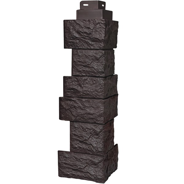 Цокольный сайдинг FineBer – Серия “Дикий камень”, Угол наружный, Коричневый купить в Севастополе