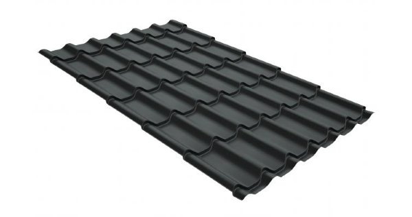 Металлочерепица классик GL 0,5 GreenCoat Pural Matt RR 23 темно-серый (RAL 7024 мокрый асфальт) купить в Севастополе