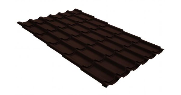 Металлочерепица классик GL 0,5 GreenCoat Pural Matt RR 887 шоколадно-коричневый (RAL 8017 шоколад) купить в Севастополе