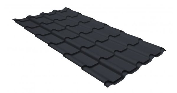 Металлочерепица камея GL 0,5 GreenCoat Pural RR 23 темно-серый (RAL 7024 мокрый асфальт) купить в Севастополе