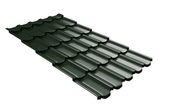 Металлочерепица квинта плюс с 3D резом 0,5 GreenСoat Pural Matt RR 11 темно-зеленый (RAL 6020 хромовая зелень) купить в Севастополе