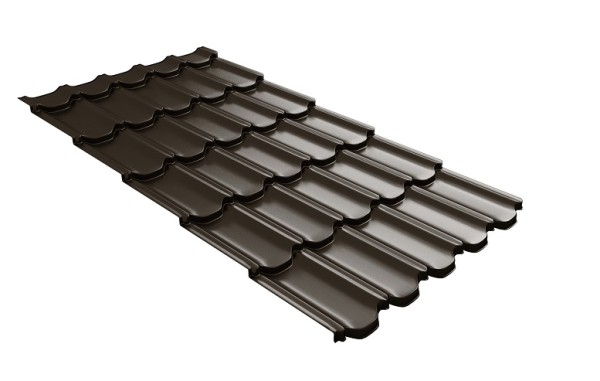 Металлочерепица квинта плюс с 3D резом 0,5 GreenСoat Pural Matt RR 32 темно-коричневый (RAL 8019 серо-коричневый) купить в Севастополе