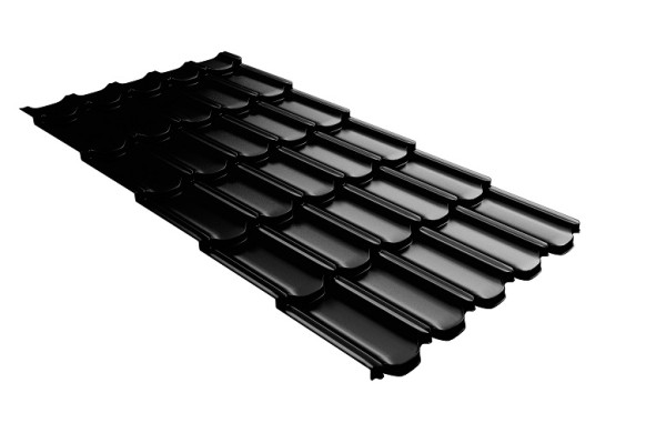 Металлочерепица квинта плюс с 3D резом 0,5 GreenСoat Pural Matt RR 33 черный (RAL 9005 черный) купить в Севастополе