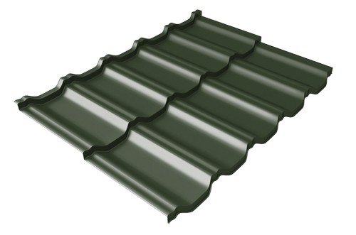 Металлочерепица модульная Квинта Uno Grand Line c 3D резом 0,5 GreenСoat Pural Matt RR 11 темно-зеленый (RAL 6020 хромовая зелень) купить в Севастополе