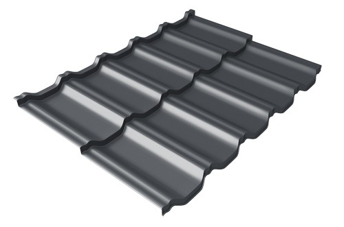 Металлочерепица модульная Квинта Uno Grand Line c 3D резом 0,45 Drap RAL 7024 мокрый асфальт купить в Севастополе