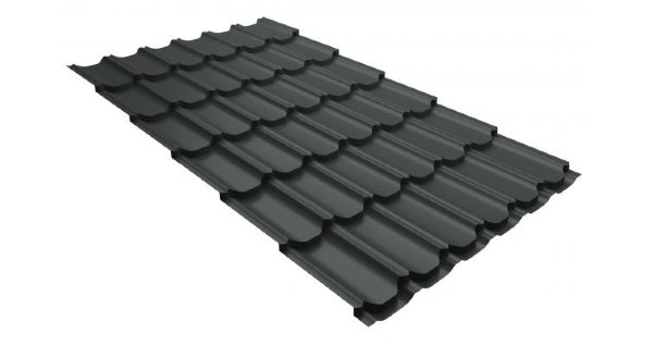 Металлочерепица квинта плюс 0,5 GreenCoat Pural RR 23 темно-серый (RAL 7024 мокрый асфальт) купить в Севастополе